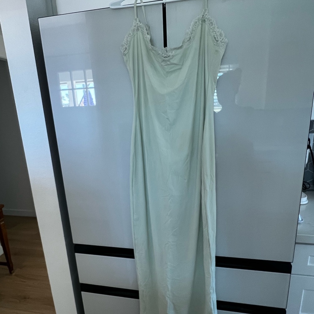 SKIMS Fits Everybody Lace Long Slip Dress, Mint Green *NWT*